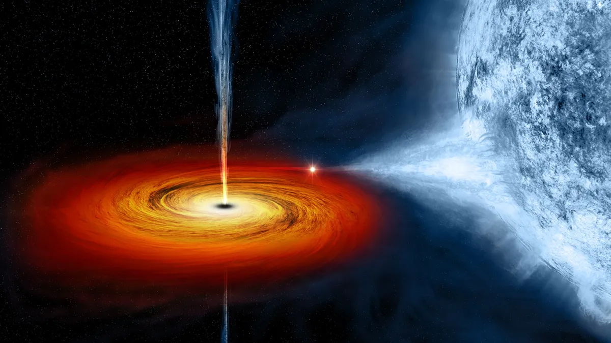 Artist illustration of a black hole binary